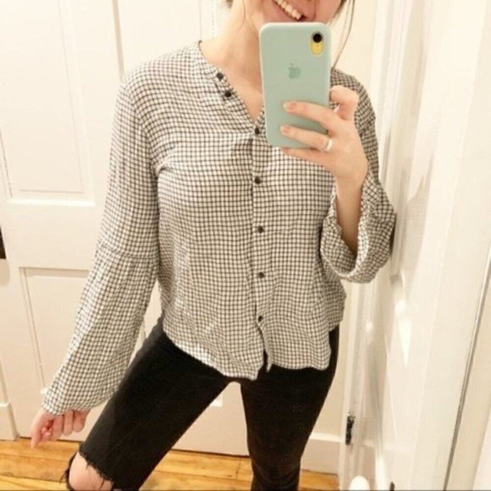 Madewell flare sleeves patterned button down shirt
